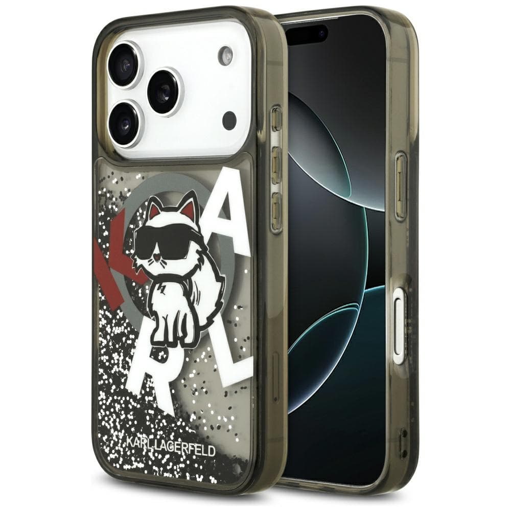 Karl Lagerfeld Liquid Glitter Choupette Logo MagSafe iPhone 17 Pro černé - náhled 1