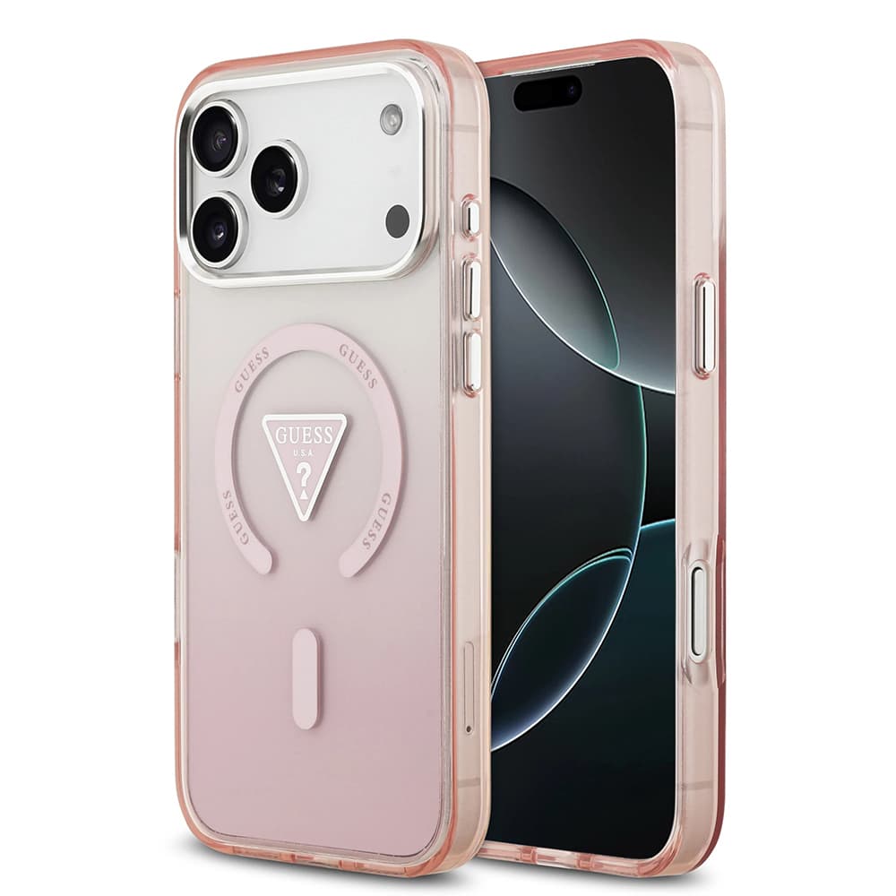Guess IML Gradient Triangle Logo MagSafe iPhone 17 Pro Max růžový - náhled 1