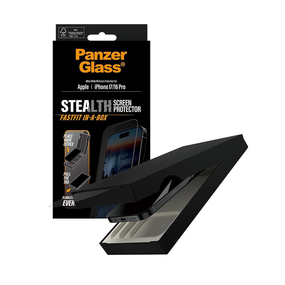 PanzerGlass Ultra-Wide Fit Stealth ochranné sklo iPhone 17 16 Pro černé - náhled 1
