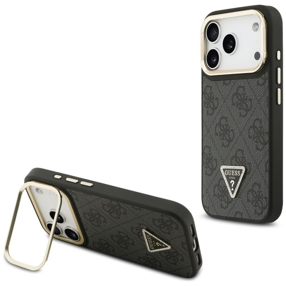 Guess Hardcase 4G Triangle Logo MagSafe s podstavcem iPhone 17 Pro černý - náhled 1