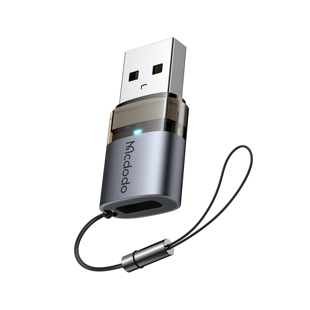 Mcdodo - OTG adaptér (OT-7580) - Type-C na USB3.0, hliníková slitina, nabíjení a synchronizace dat, s indikačním světlem, poutko - černá - náhled 1