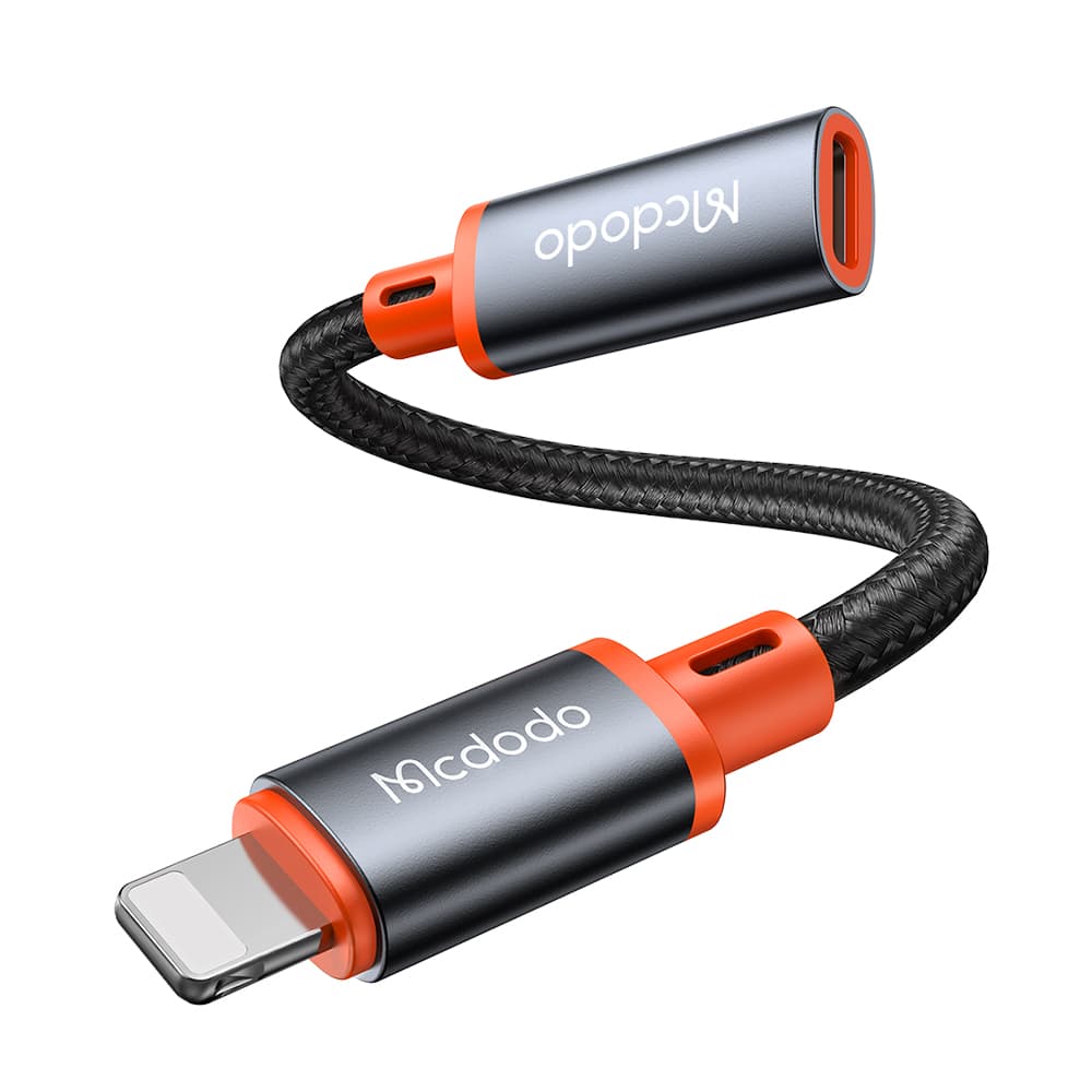Mcdodo - OTG adaptér (CA-1440) - Type-C na Lightning, 2A, 480Mbps, audio, hliníková slitina, nylon - černá - náhled 1