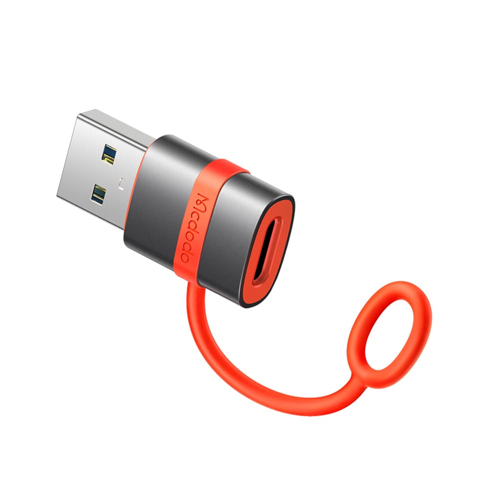 Mcdodo – adaptér (OT-3800) – se silikonovým háčkem, hliníková slitina, USB-C na USB 3.0, 5Gbps, přenosný design, Plug&amp;Play – šedá - náhled 1