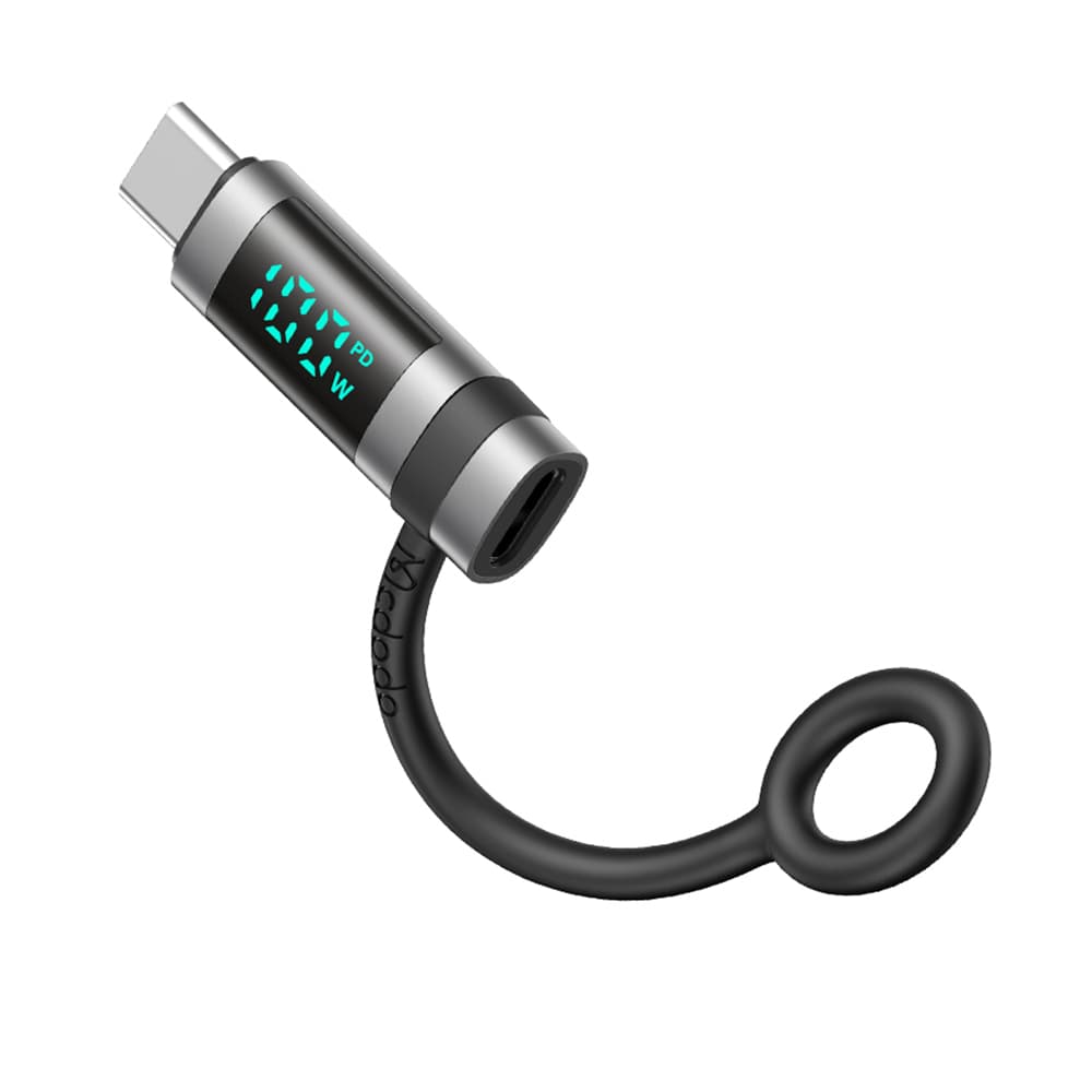 Mcdodo - adaptér řady Pigeon (OT-2620) - se silikonovým háčkem, hliníková slitina, USB-C na USB-C, 240W, přenosný design - černý - náhled 1