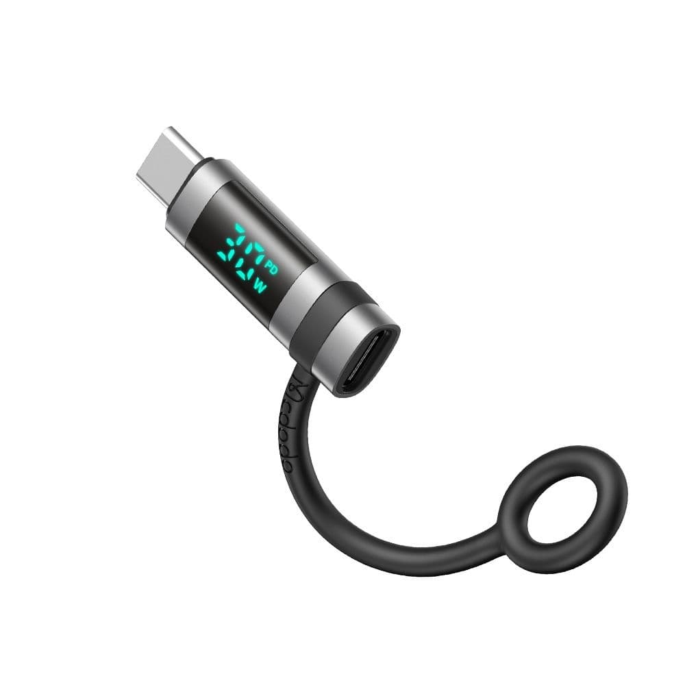 Mcdodo – adaptér řady Pigeon (OT-0180) – silikonový háček, hliníková slitina, lightning na USB-C, 60W, HD LED displej – černý - náhled 1
