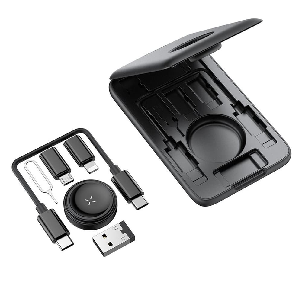 Mcdodo - organizér příslušenství 8v1 (CH-2440) - s vestavěnou nabíječkou Apple Watch, rychlé nabíjení, přenosný design - černá - náhled 1