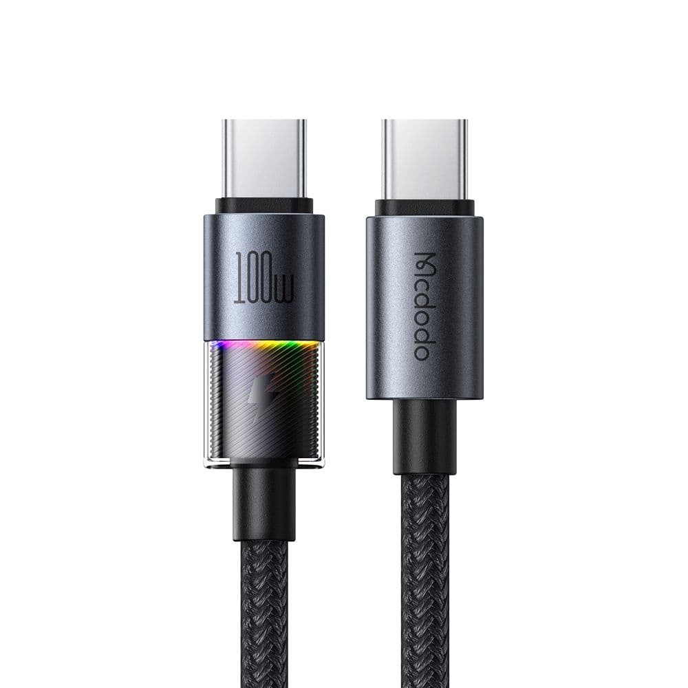 Mcdodo – datový kabel (CA-8200) – se 7 barevnými světly, USB-C na USB-C, 100W, 5A, 1,2m – černý - náhled 1
