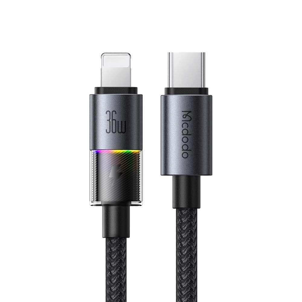 Mcdodo – datový kabel (CA-8190) – se 7 barevnými světly, USB-C na Lightning, 36W, 3A, 1,2m – černý - náhled 1