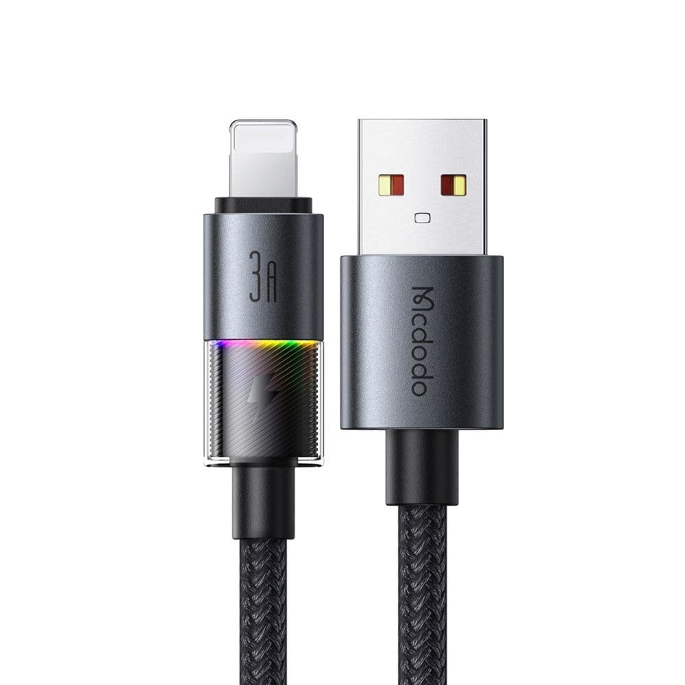 Mcdodo – datový kabel (CA-8170) – s barevnými světly, USB-A na Lightning, 3A, 1,2m – černý - náhled 1