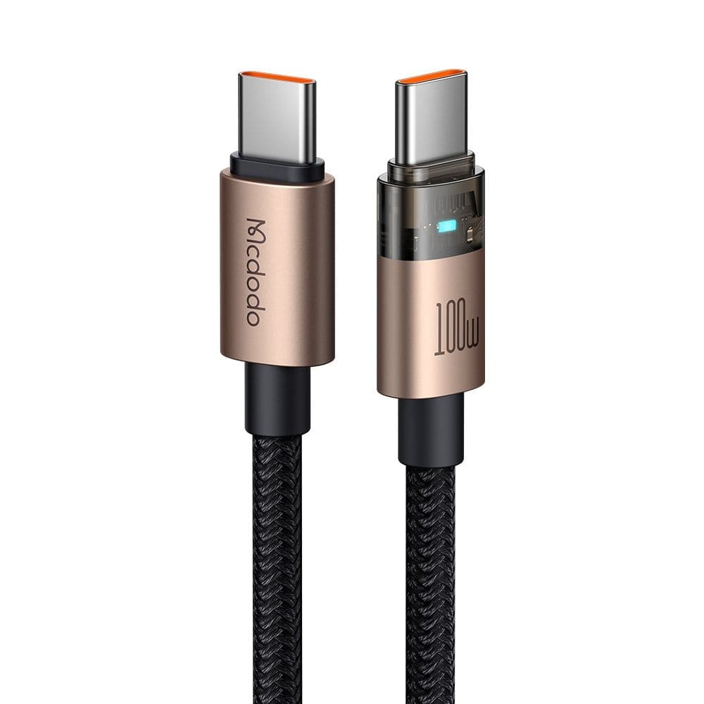 Mcdodo – datový kabel (CA-5581) – s nabíjecím světlem, USB-C na USB-C, průhledný kabel, 100W, 1.2m – Desert Gold - náhled 1