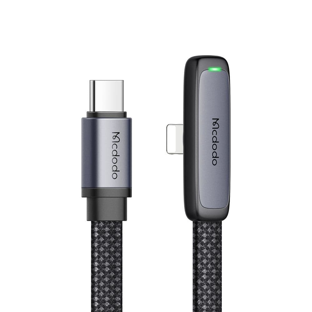 Mcdodo – datový kabel (CA-3350) – Type-C na Lightning, 90stupňový design, 36W, LED indikátor, 1,2m – černý - náhled 1