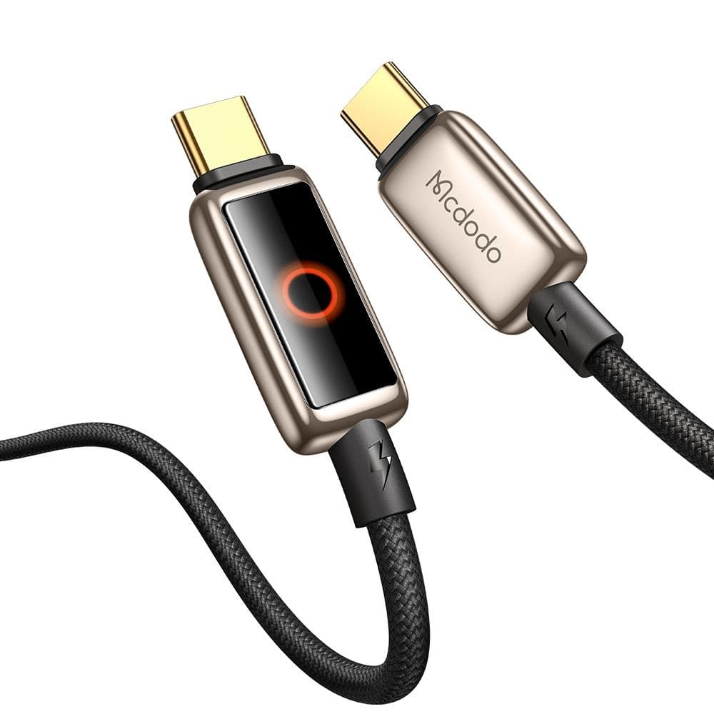 Mcdodo – datový kabel (CA-6681) – s dýchajícím světelným LED displejem, USB-C na USB-C, automatické vypnutí, 100W, 1,2m – Desert Gold - náhled 1