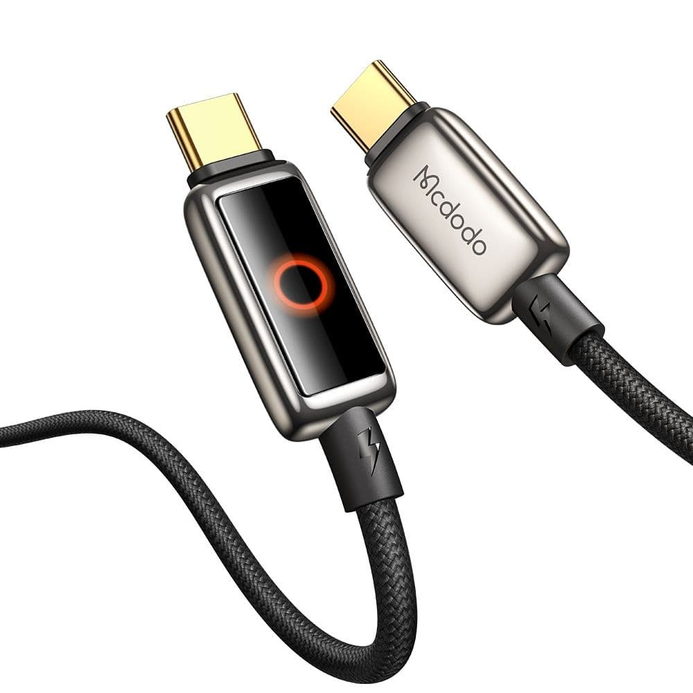 Mcdodo – datový kabel (CA-6680) – s dýchajícím světelným LED displejem, USB-C na USB-C, automatické vypnutí, 100W, 1,2m – černý - náhled 1