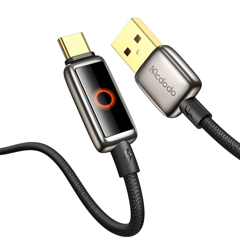 Mcdodo – datový kabel (CA-6650) – s dýchacím světlem LED displej, USB-C na USB-A, automatické vypnutí, 6A, 1,2m – černý - náhled 1