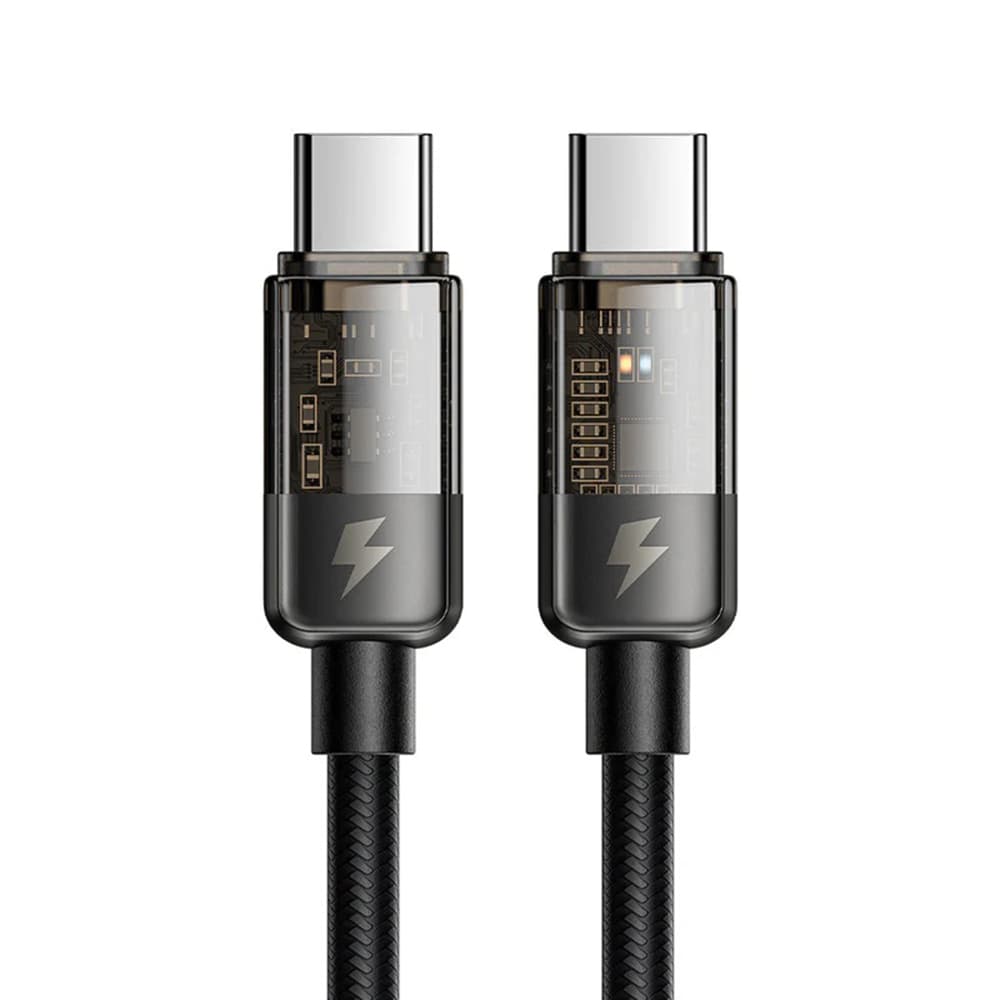 Mcdodo – datový kabel (CA-2840) – Type-C na Type-C, 100W, rychlonabíjení, transparentní design, automatické vypnutí, 1,2m – černý - náhled 1
