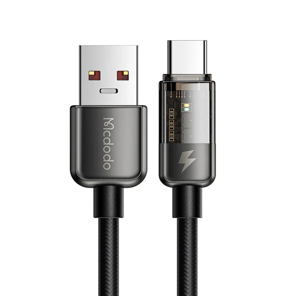 Mcdodo – datový kabel (CA-3150) – USB na Type-C, 6A, super rychlé nabíjení, transparentní design, automatické vypnutí, 1,2m – černý - náhled 1