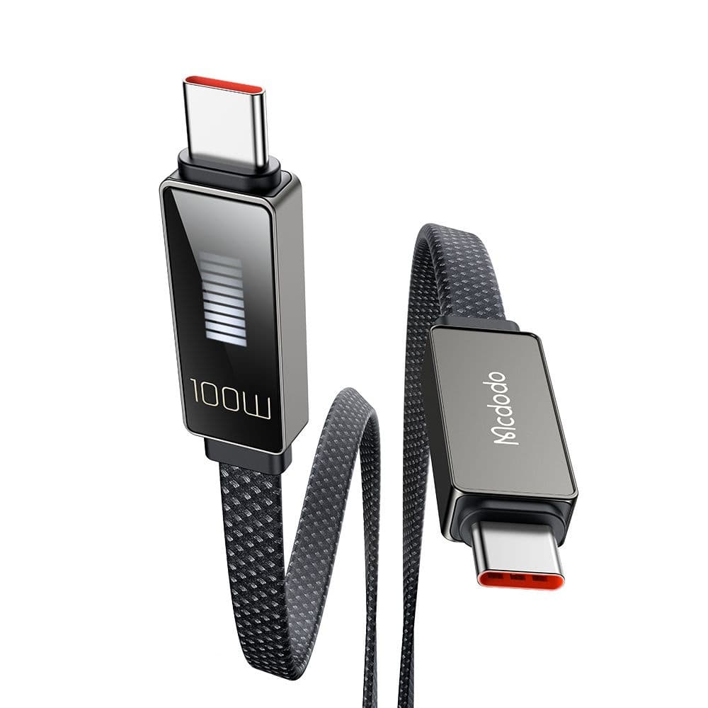 Datový kabel Mcdodo Rythm Series (CA-4470) – Type-C na Type-C, 100W, LED displej, PD rychlonabíjení, 1.2m – černý - náhled 1