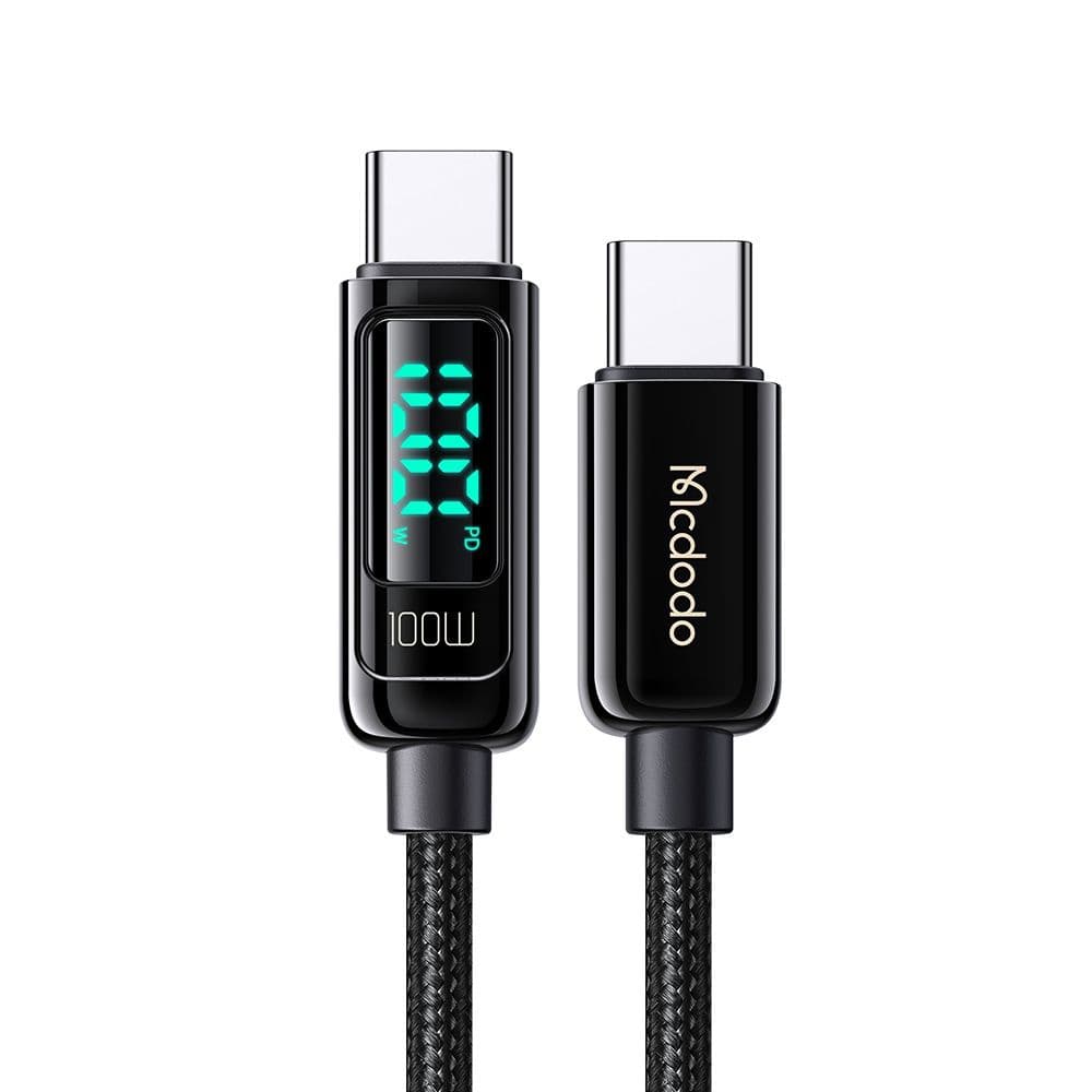 Mcdodo – datový kabel (CA-8820) – USB-C na USB-C, 100W, digitální displej, 1,2m – černý - náhled 1