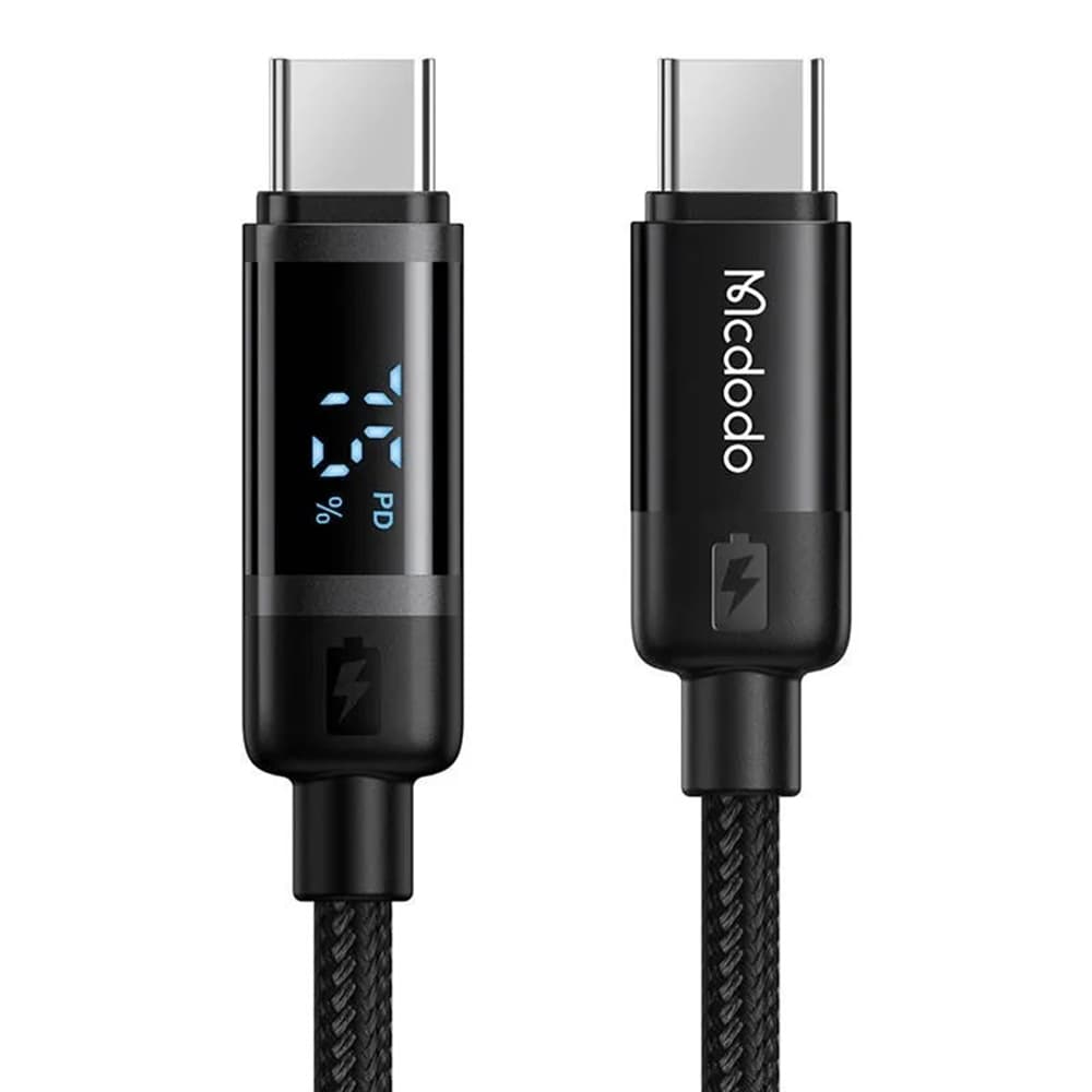 Mcdodo – datový kabel řady BAT (CA-5780) – USB-C na USB-C, 60W, digitální displej, 1,2m – černý - náhled 1