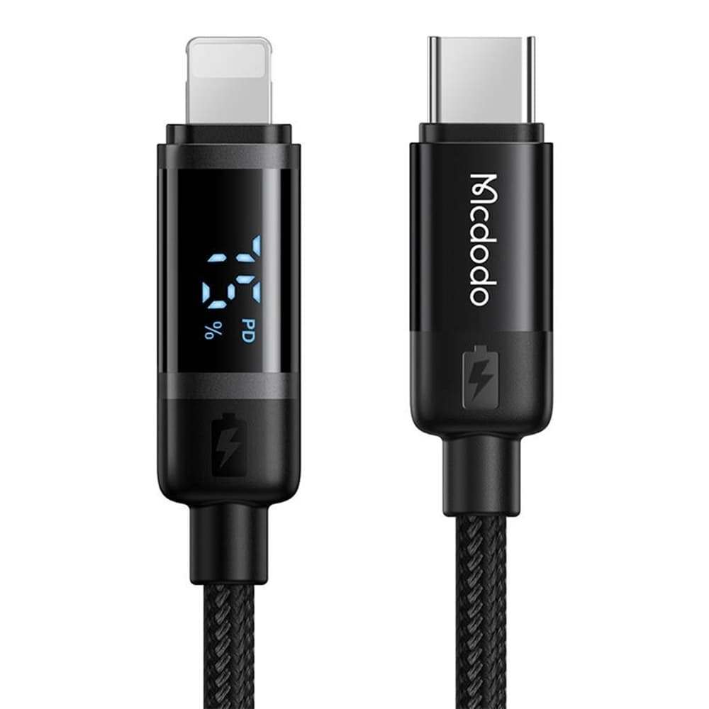 Mcdodo – datový kabel řady BAT (CA-5210) – USB-C na Lightning, 36W, digitální displej, 1,2m – černý - náhled 1