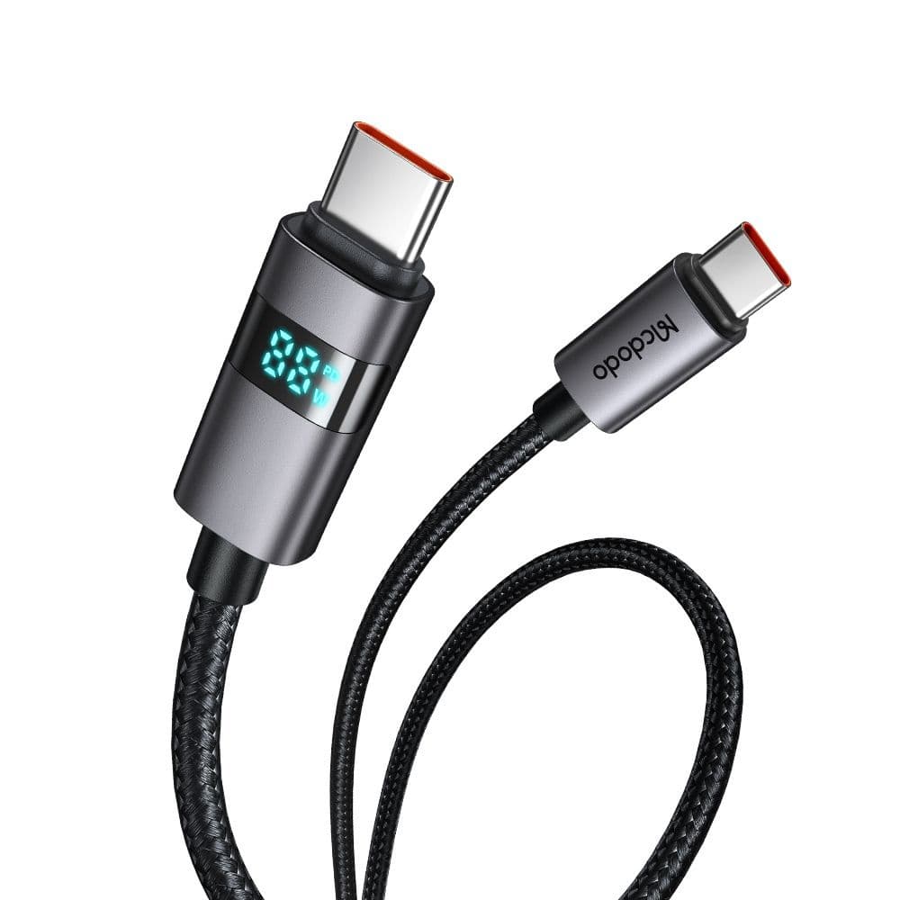Mcdodo – datový kabel (CA-5610) – USB-C na USB-C, LED displej, 100W, rychlé nabíjení, 1,2m – černý - náhled 1