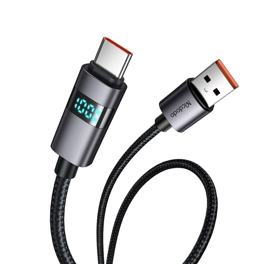 Mcdodo – datový kabel (CA-6520) – USB-A na USB-C, LED displej, 6A, 1,2m – černý - náhled 1