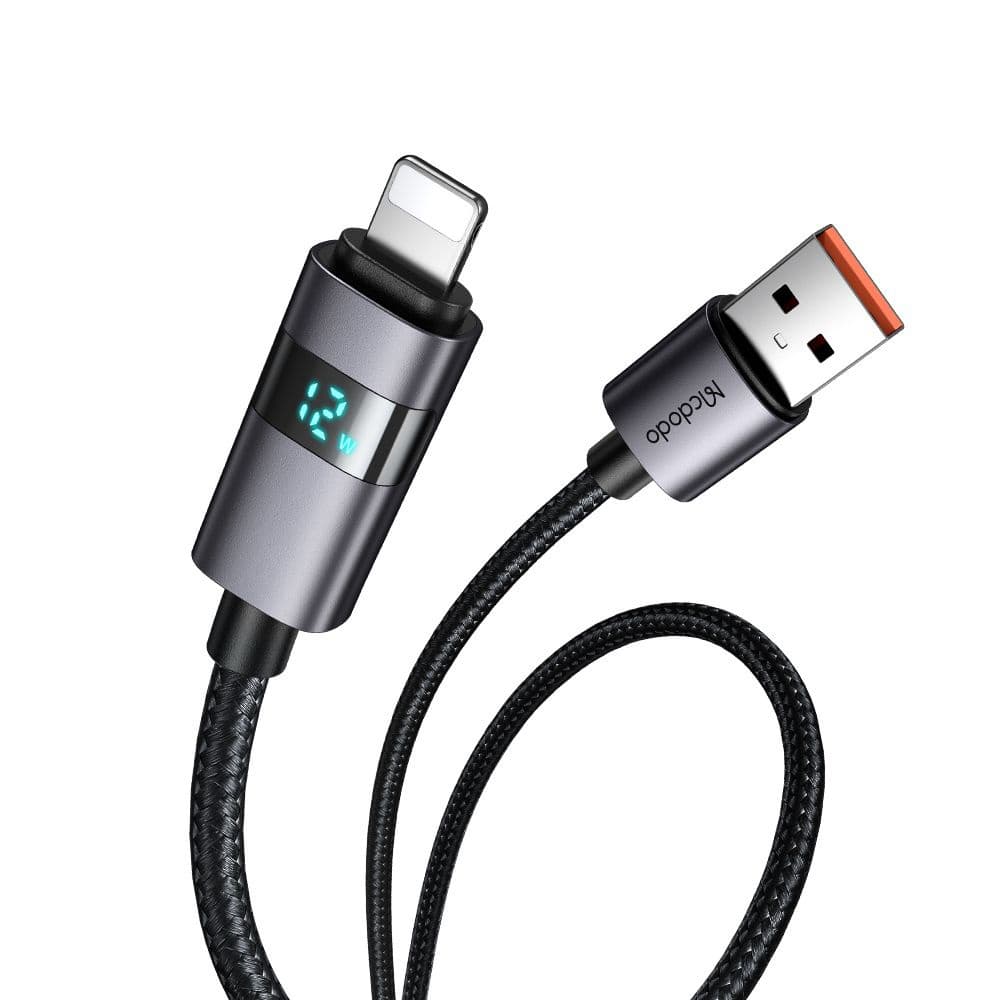 Mcdodo – datový kabel (CA-6490) – USB-A na Lightning, LED displej, 3A, 1,2m – černý - náhled 1