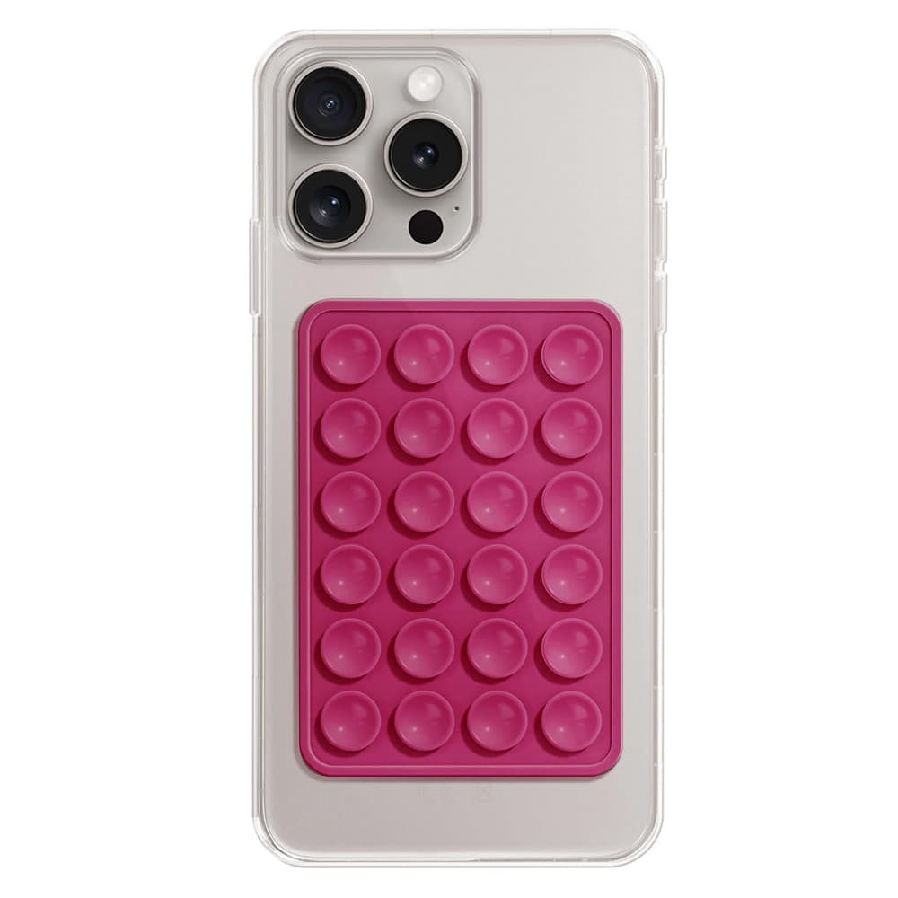 Techsuit – držák telefonu (SM-PAD) – přísavná podložka na selfie, silikonová, nalepovací držák, obdélníkový tvar – purpurová - náhled 1