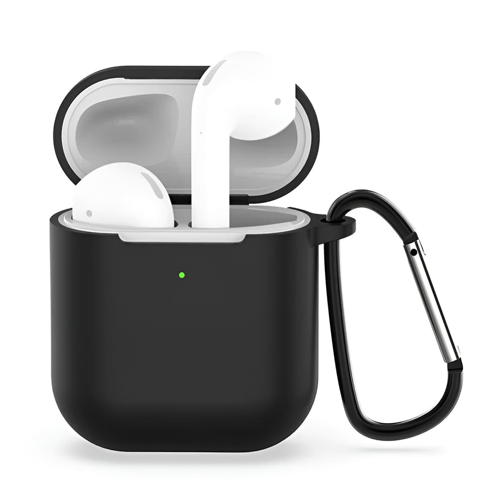 Techsuit – silikonové pouzdro – pro AirPods 1 / AirPods 2, hladký ultratenký materiál – černé - náhled 1