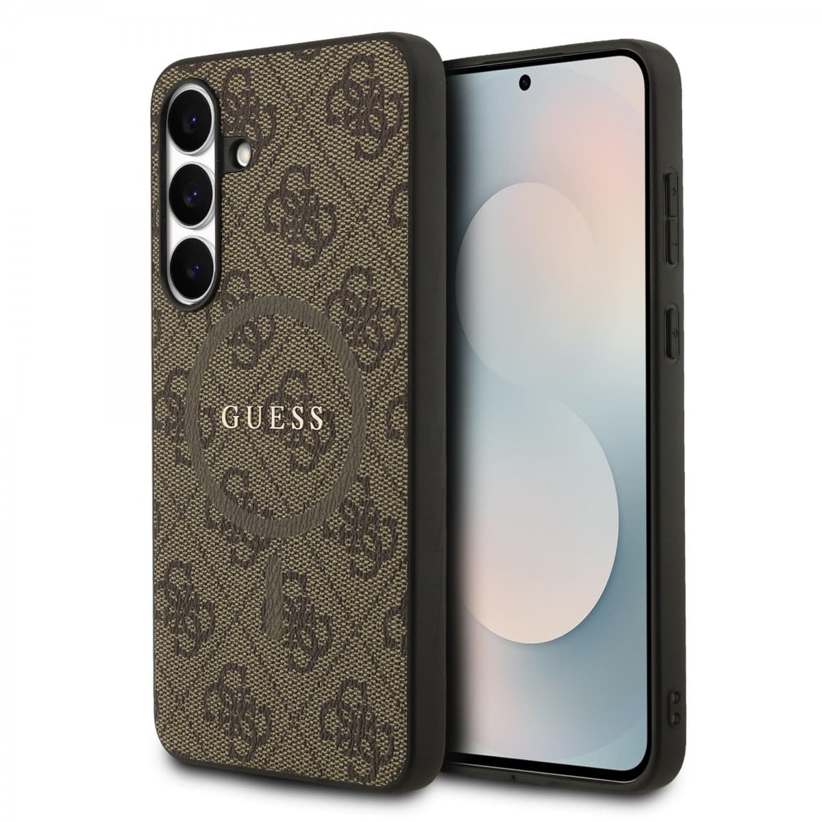 Zadní kryt Guess PU Leather 4G Colored Ring MagSafe pro Samsung Galaxy S25 FE Brown - náhled 1