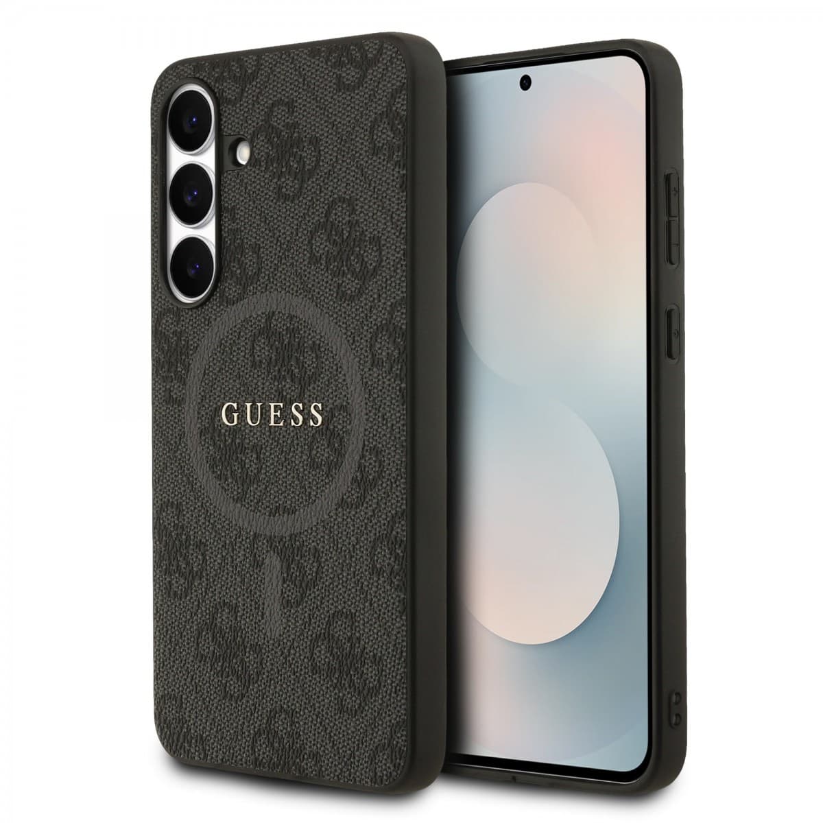 Zadní kryt Guess PU Leather 4G Colored Ring MagSafe pro Samsung Galaxy S25 FE Black - náhled 1