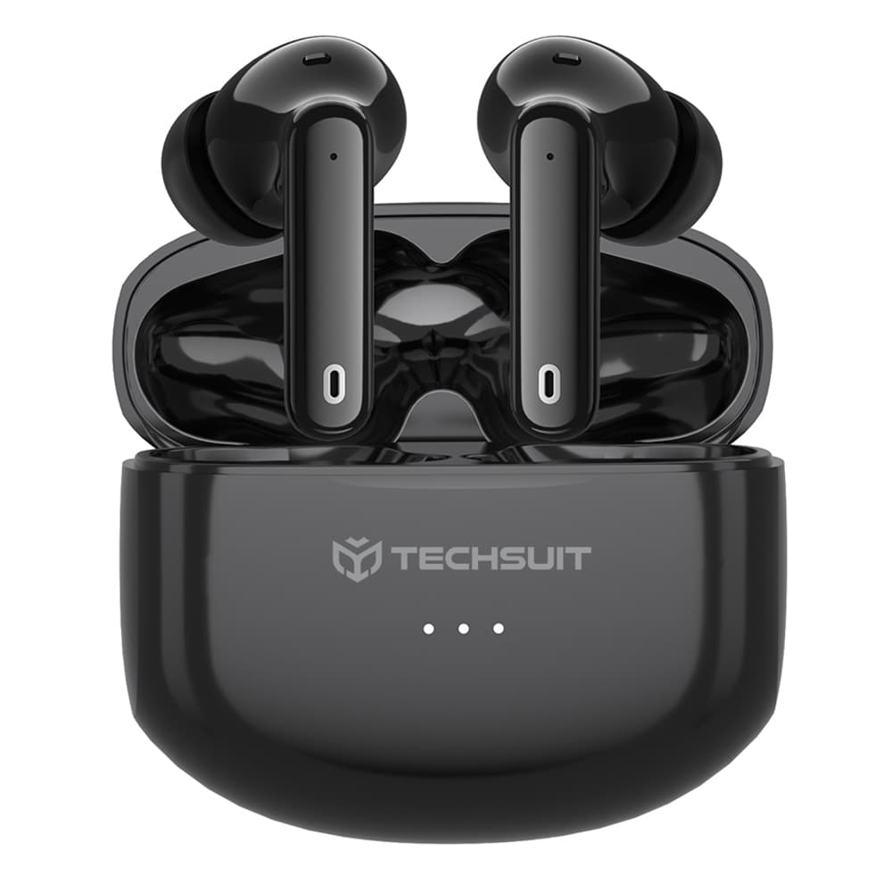 Techsuit - bezdrátová sluchátka Premium Audira Pro (CW1) - Bluetooth V5.4, 300mAh, dotykové ovládání, aktivní potlačení hluku, 4 mikrofony - černá - náhled 1