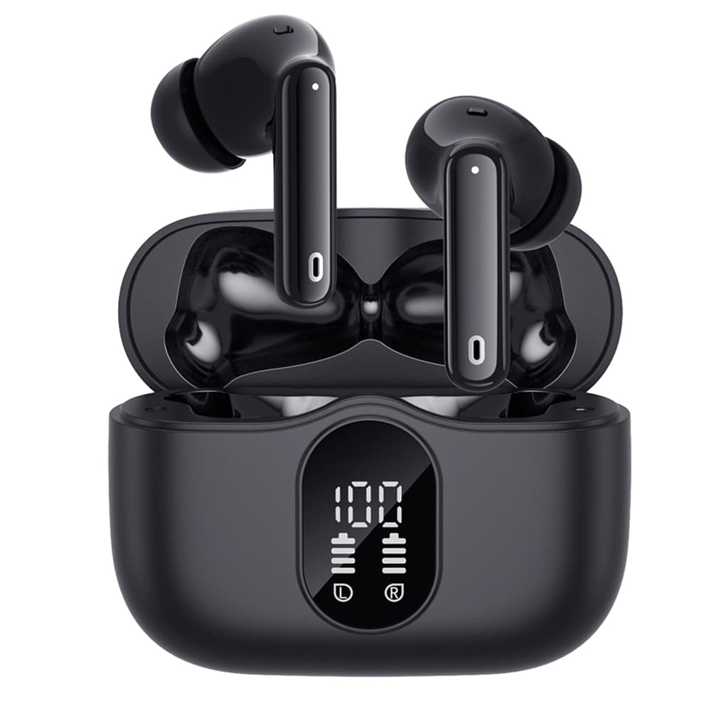 Techsuit – bezdrátová prémiová sluchátka WaveBeat 100 (CW3) – Bluetooth V5.4, 300mAh, ANC, ENC, 4 mikrofony – černá - náhled 1