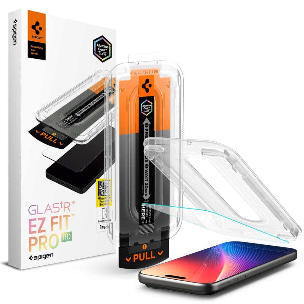 Spigen - Glas.tR EZ-FIT Pro - iPhone 16 Pro / iPhone 17 / iPhone 17 Pro - čirý - náhled 1