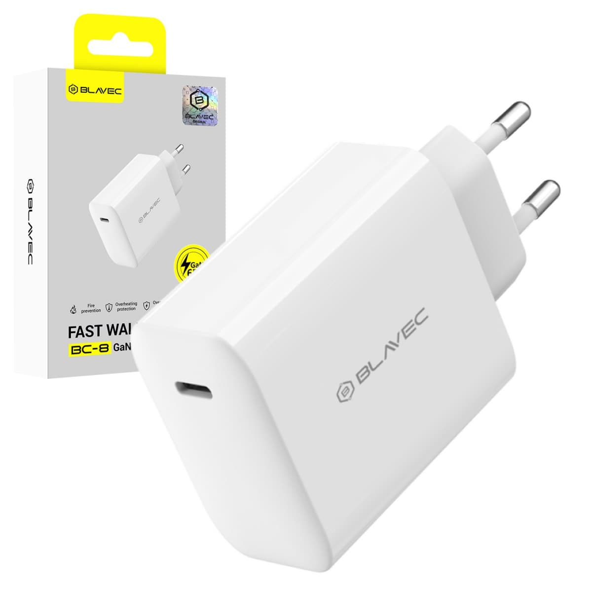 Adaptér Blavec BC-8 GaN4 - typ C - PD QC 65W 3A (TCBC8G4-CW653A) bílý - náhled 1
