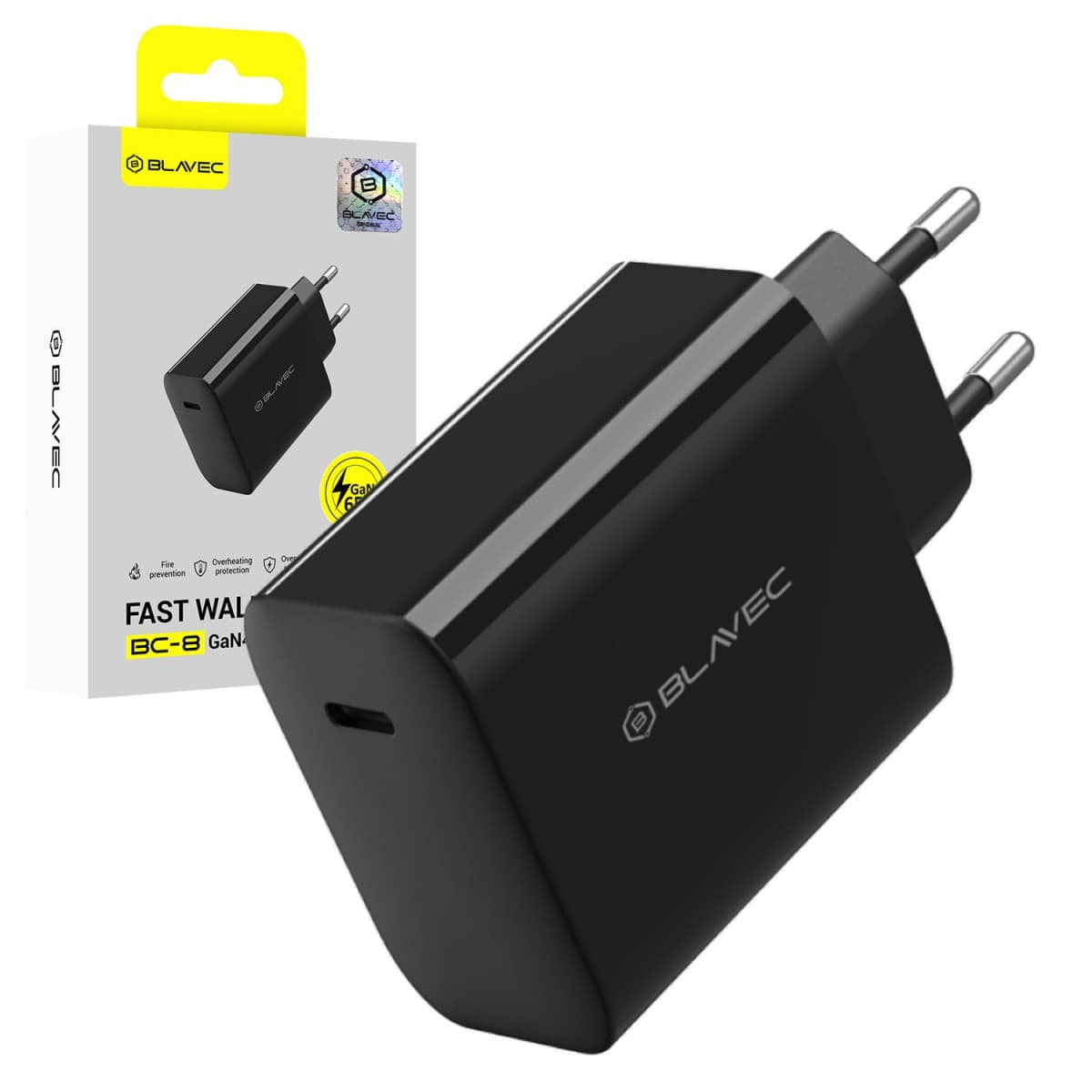 Adaptér Blavec BC-8 GaN4 - typ C - PD QC 65W 3A (TCBC8G4-CB653A) černý - náhled 1