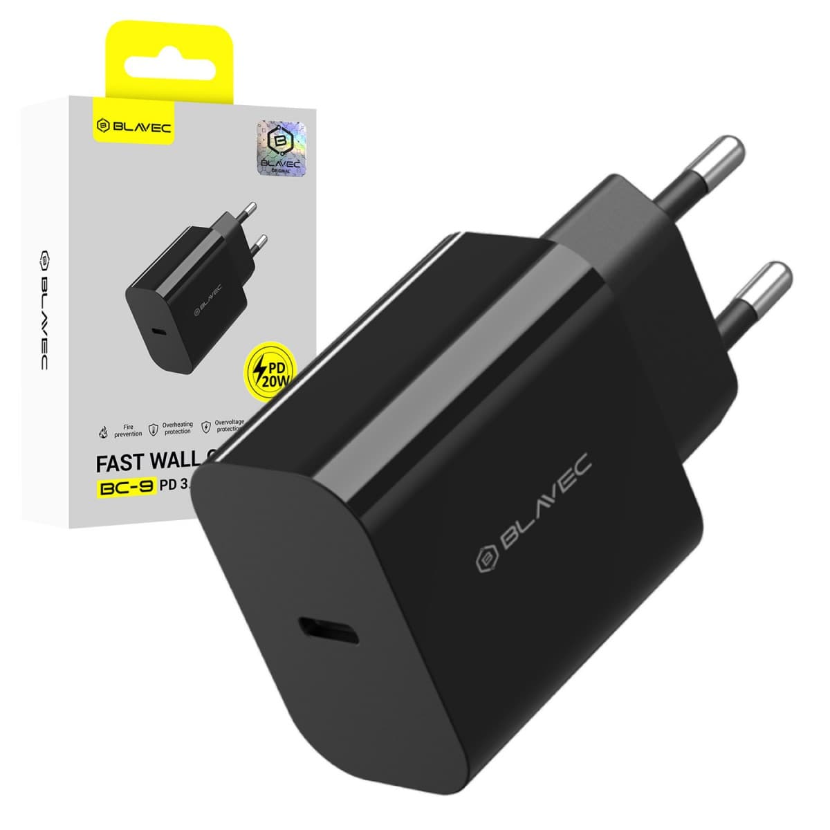 Adaptér Blavec BC-9 – typ C – PD 20W 3A (TCBC9-CB203A) černý