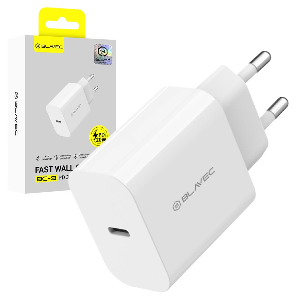 Adaptér Blavec BC-9 – typ C – PD 20W 3A (TCBC9-CW203A) bílý - náhled 1