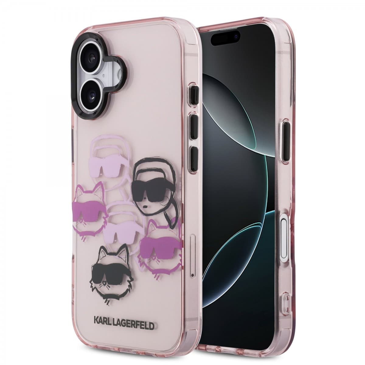 Zadní kryt Karl Lagerfeld IML Multi K&amp;CH Heads pro iPhone 17 Pink - náhled 1
