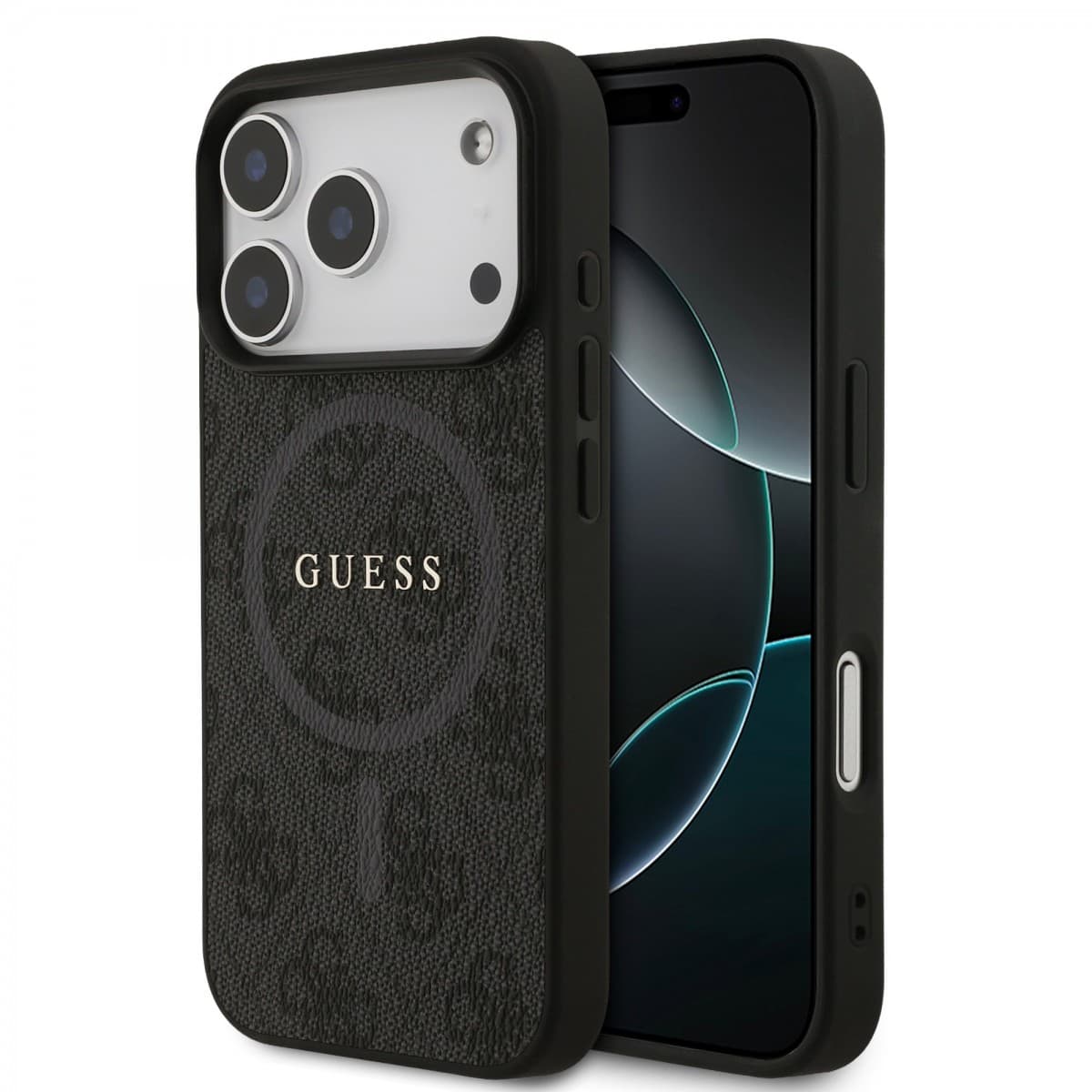 Zadní kryt Guess PU Leather 4G Colored Ring MagSafe pro iPhone 17 Pro Black - náhled 1