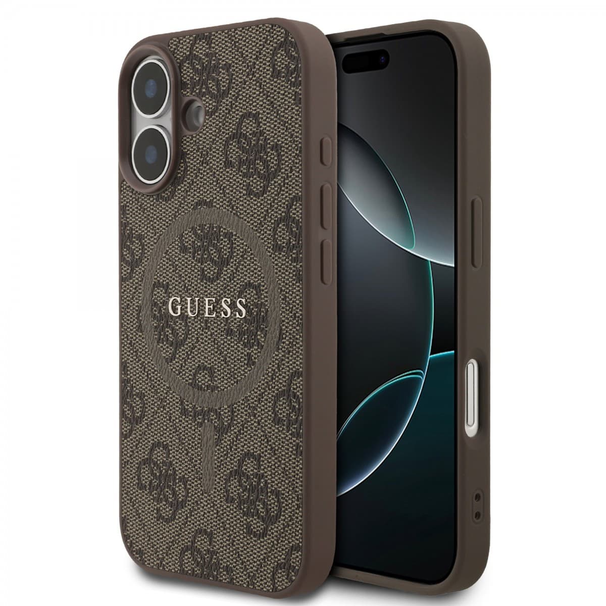 Zadní kryt Guess PU Leather 4G Colored Ring MagSafe pro iPhone 17 Brown - náhled 1
