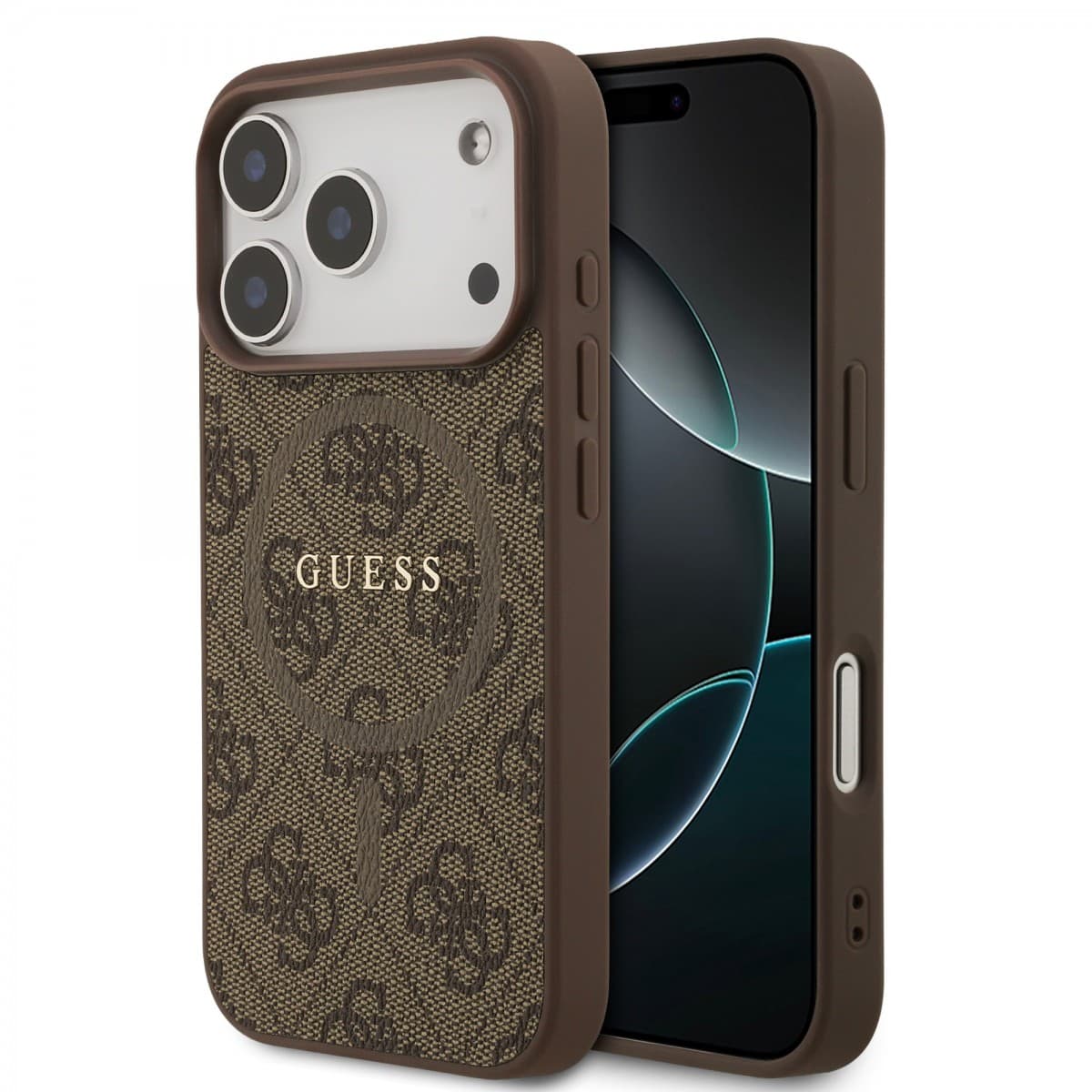 Zadní kryt Guess PU Leather 4G Colored Ring MagSafe pro iPhone 17 Pro Brown - náhled 1
