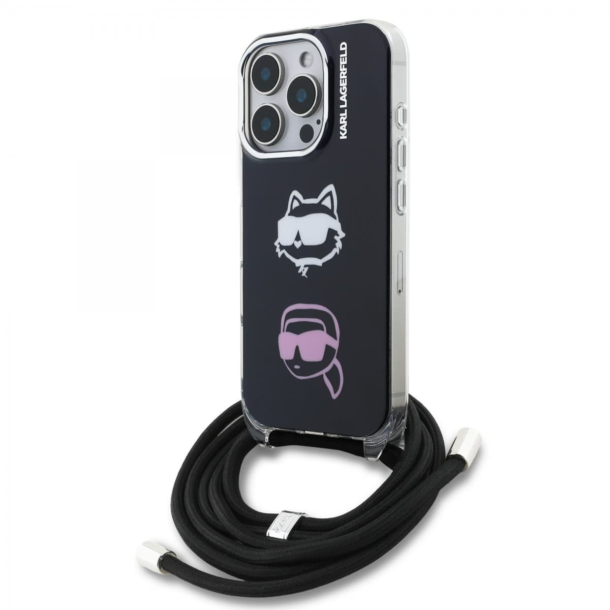 Zadní kryt Karl Lagerfeld IML Crossbody K&amp;CH Heads pro iPhone 16 Pro Black - náhled 1