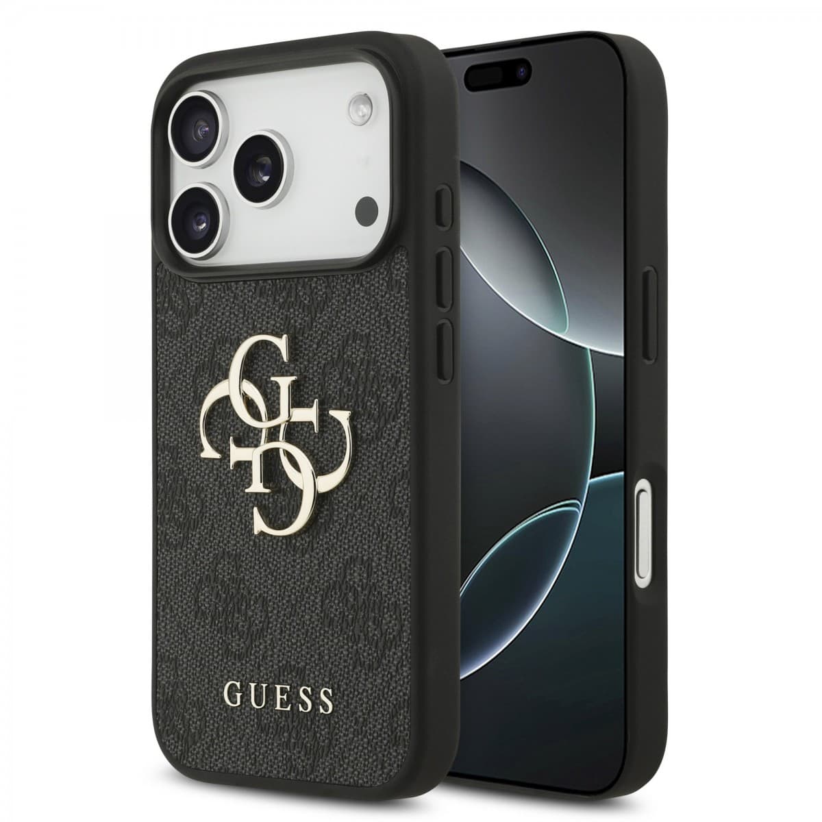 Zadní kryt Guess PU 4G Metal Logo pro iPhone 17 Pro Grey - náhled 1