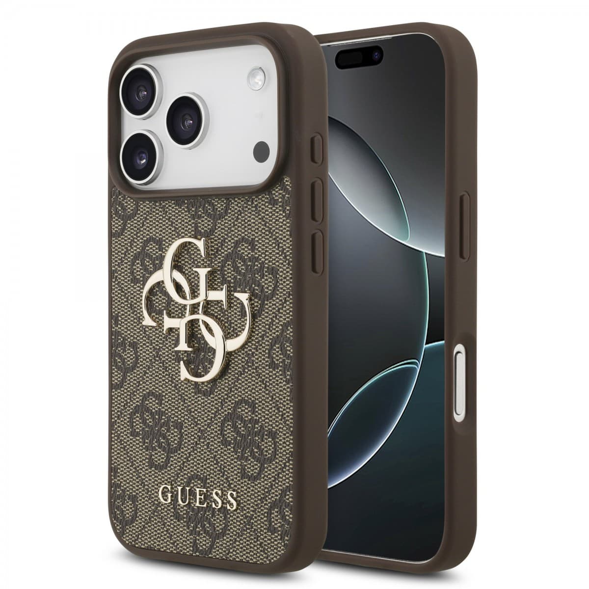 Zadní kryt Guess PU 4G Metal Logo pro iPhone 17 Pro Brown - náhled 1