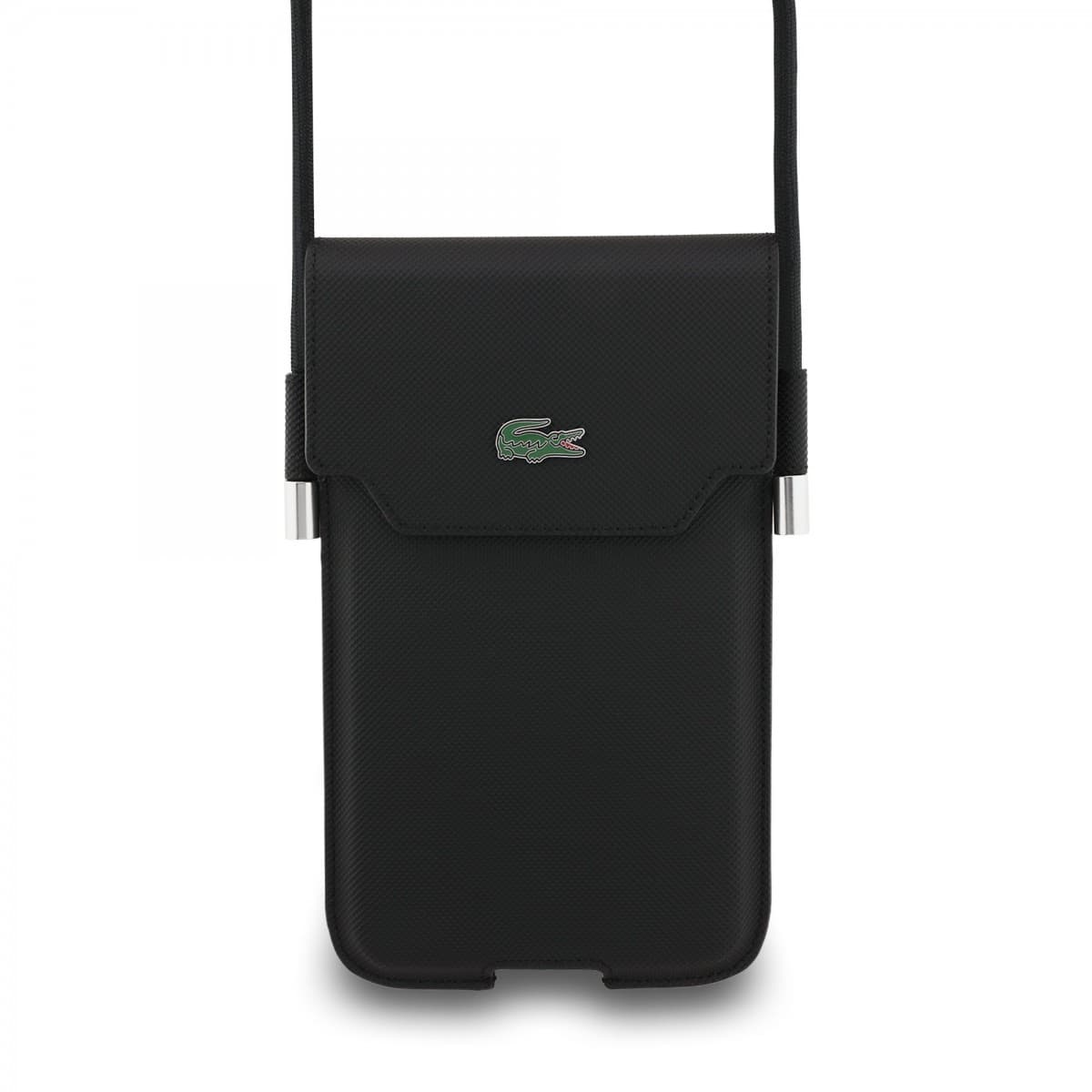 Kabelka na telefon Lacoste PVC Iconic Petit Pique Metal Logo XL Black