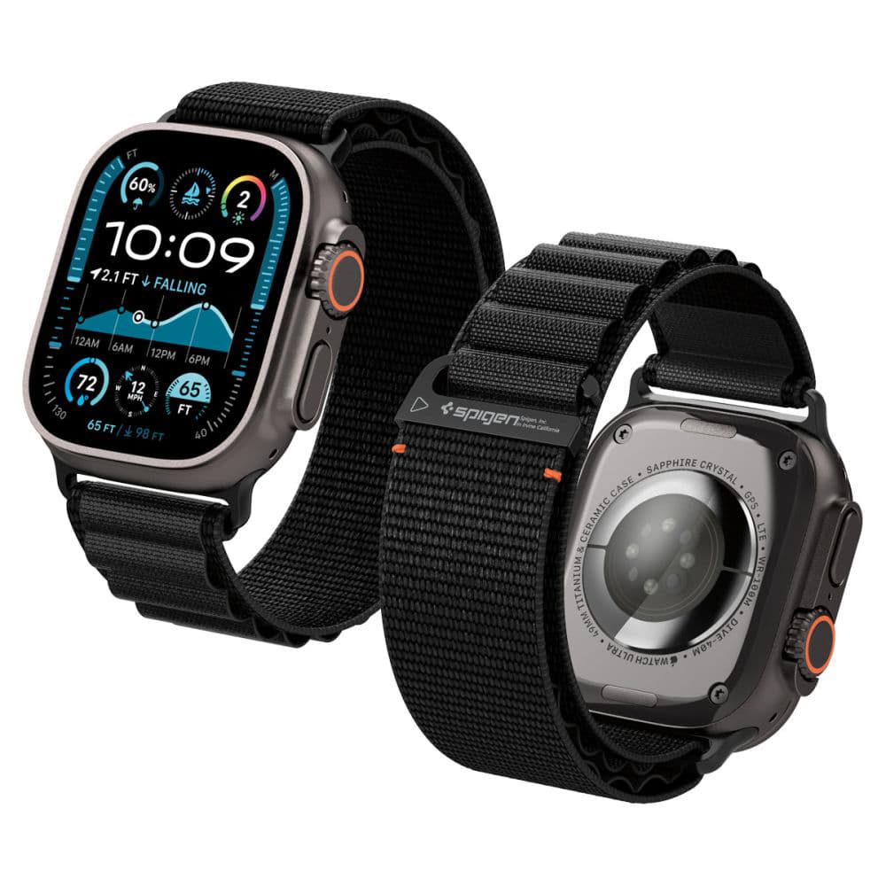 Spigen - řemínek k hodinkám (WBF1) - Apple Watch 6 / 7 / 8 / 9 / 10 / SE / SE 2 / Ultra / Ultra 2 / Ultra 3 (44/45/46/49mm) - černý - náhled 1