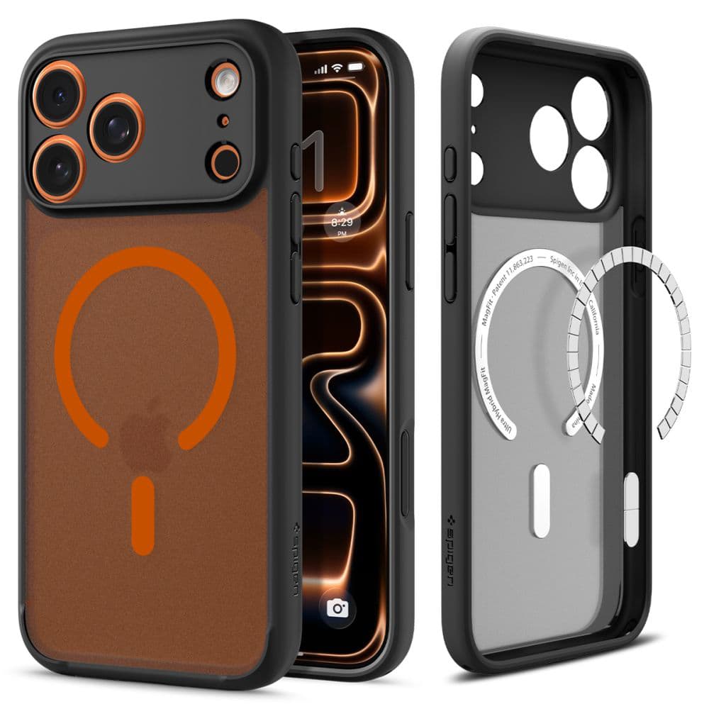 Spigen - Ultra Hybrid MagSafe - iPhone 17 Pro - mrazivá černá / oranžová - náhled 1