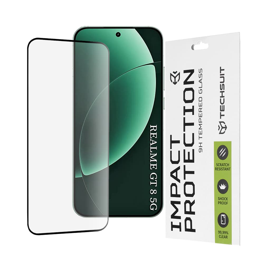 Techsuit - 111D celoplošné / celolepicí sklo - Realme GT 8 Pro - černé - náhled 1