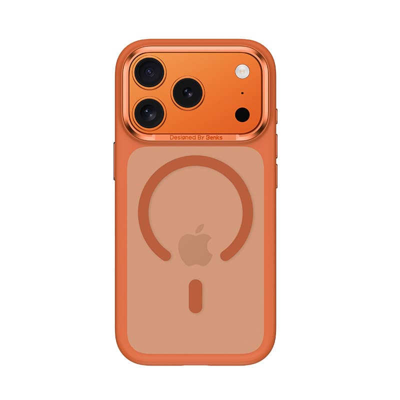 Magnetické kouřové pouzdro s kovovým rámem Benks pro iPhone 17 Pro (s tlačítkem pro ovládání fotoaparátu), oranžové - náhled 1
